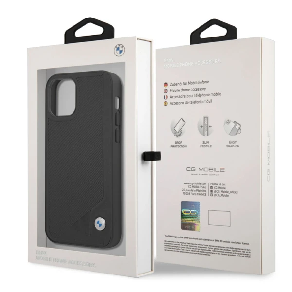 Torbica BMW Hc Leather Deboss za iPhone 13 6.1 crna (BMHCP13MRCDPK)