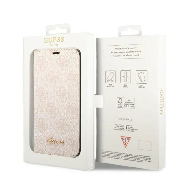 Torbica Guess BT PC/TPU 4G PU Script Metal za iPhone 14 Pro 6.1 pink (GUBKP14LHG4SHP)