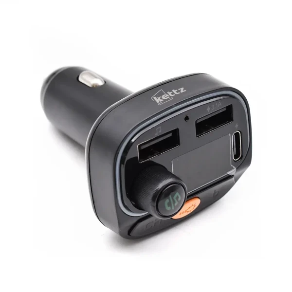 FM Transmiter i punjač Kettz Paya Bluetooth/2xUSB QC3.1/Type-C/LED
