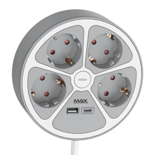 Produžni kabl sa prenaponskom zaštitom sa 4 utičnice MAX MPS-04UG-3M/3m/USB portovi