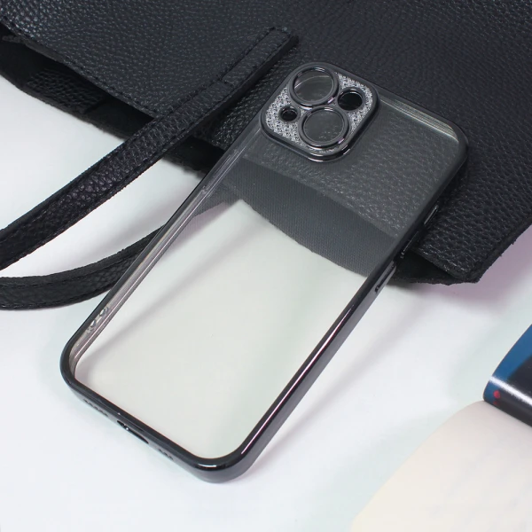 Torbica Silikon Camera Diamond iPhone 14 Plus 6.7 crna