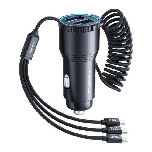 TRANYOO Autopunjač T-C23 Metalni 2 USB 31 kabl 30W
