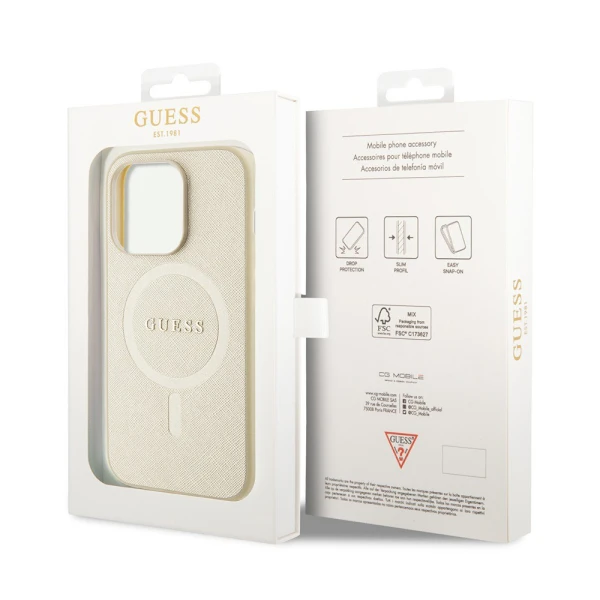 Torbica Guess Hc PU Saffiano Magsafe za iPhone 15 Pro 6.1 bez (GUHMP15LPSAHMCB)