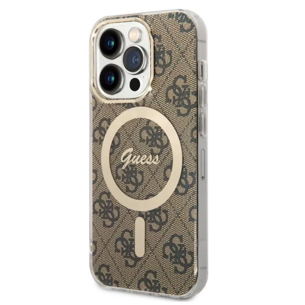 Torbica Guess Hc Magsafe IML 4G Pattern za iPhone 15 Pro 6.1 braon (GUHMP15LH4STW)