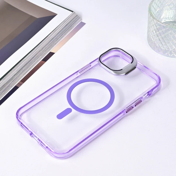 Torbica Magsafe transparent za iPhone 15 Plus 6.7 ljubicasta