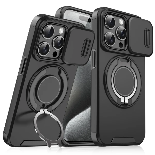Torbica CamShield Ring stand za iPhone 15 Pro 6.1 crna