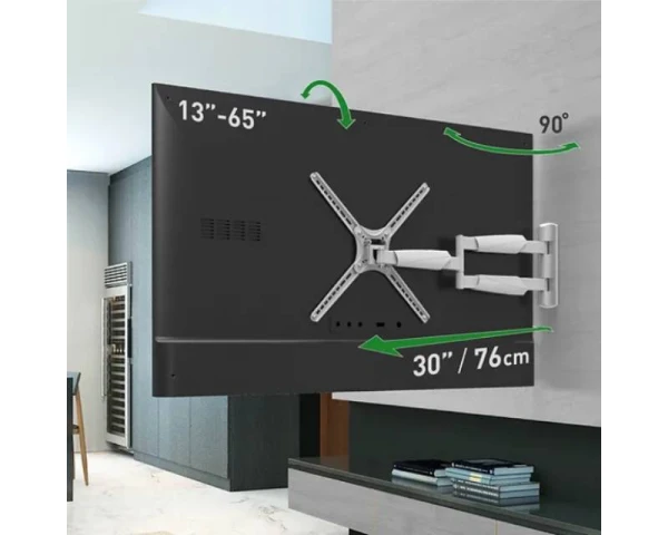 BARKAN BM343XLW LCD TV zglobni zidni nosač do 65 inča beli za ravne i zakrivljene televizore
