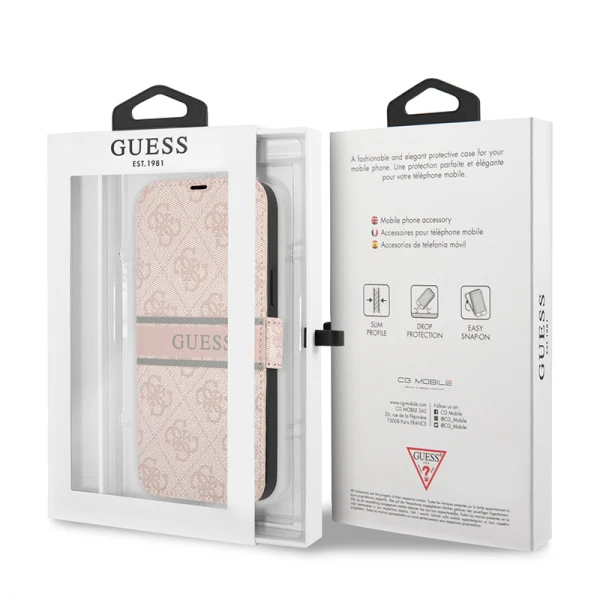 Torbica Guess Stripe Bk Pu za iPhone 13 Pro 6.1 roze (GUBKP13L4GDPI)