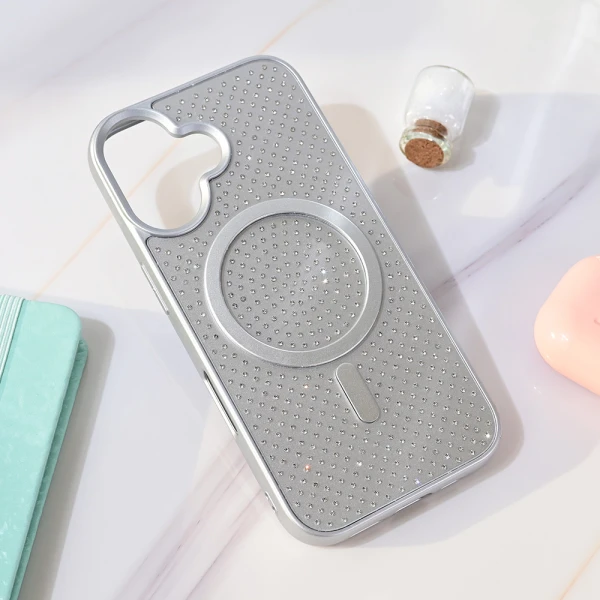 Torbica Magsafe Crystal Glow za iPhone 16 6.1 srebrna