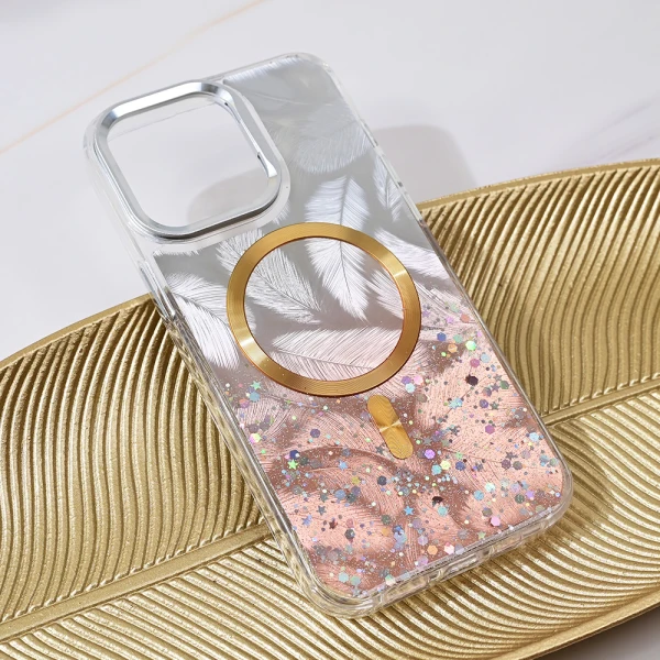 Torbica Magsafe Glitter za iPhone 15 Pro Max 6.7 zlatna