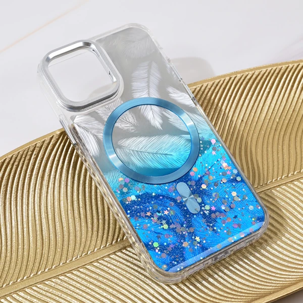 Torbica Magsafe Glitter za iPhone 12 6.1 tamno plava