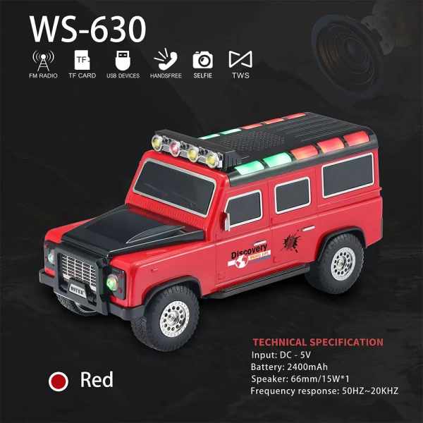 Zvucnik bluetooth ws-630 auto crveni