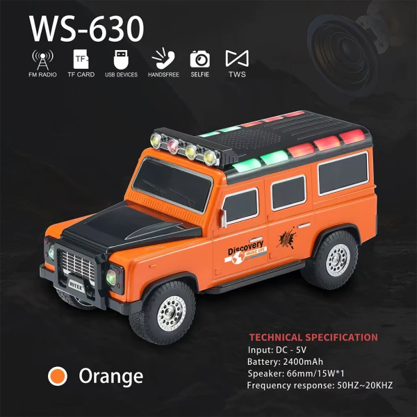 Zvucnik bluetooth ws-630 auto narandzasti