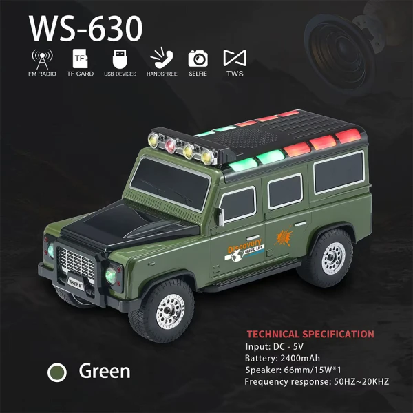 Zvucnik bluetooth ws-630 auto zeleni