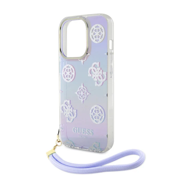 Torbica Guess Hc PC TPU Iridescent Glitter Pattern Peony Cordstrap za iPhone 15 6.1 ljubicasta (GUHCP15SHPELISU)