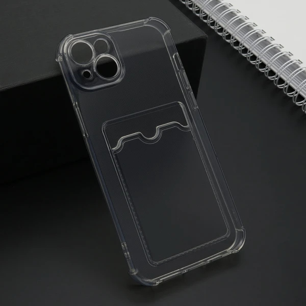 Futrola transparent card pocket za iphone 15 plus (6.7) siva