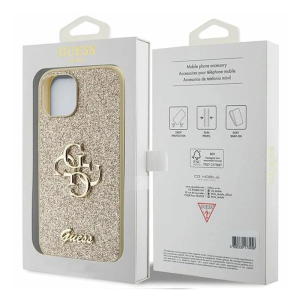 Torbica Guess Hc Fixed Glitter 4G Big Metal Logo za iPhone 15 6.1 zlatna (GUHCP15SHG4SGD)