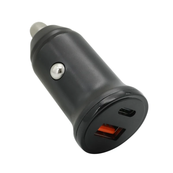 Auto punjac 30w usb-a + type-c ulaz sa type-c na lightning kablom sivi