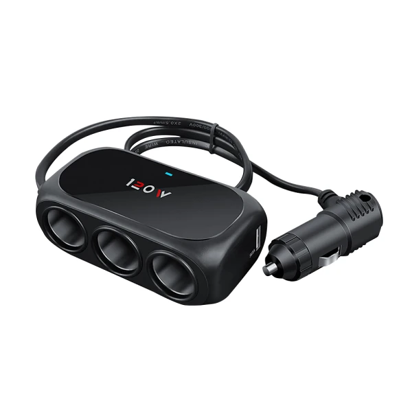 Produzni adapter za upaljac wt-d23 sa 3 rupe+2xusb crni