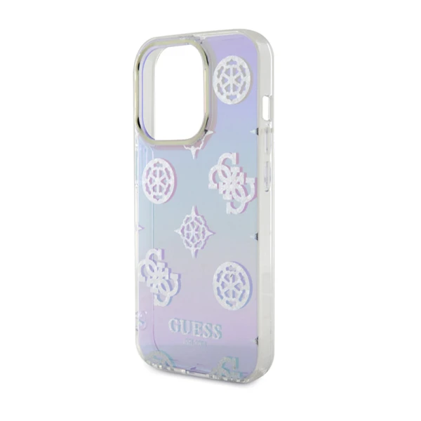Torbica Guess Hc PC TPU Iridescent Glitter Pattern Peony Cordstrap za iPhone 15 Pro 6.1 ljubicasta (GUHCP15LHPELISU)