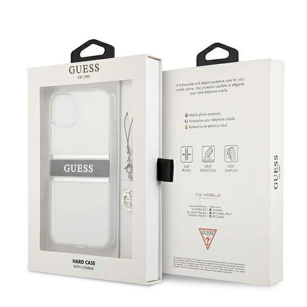 Torbica Guess 4G Stripe Charm za iPhone 13 6.1 siva (GUHCP13MKB4GGR)