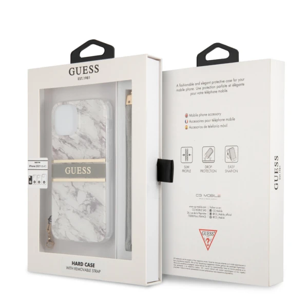 Torbica Guess Marble Strap za iPhone 13 6.1 siva (GUHCP13MKMABGR)