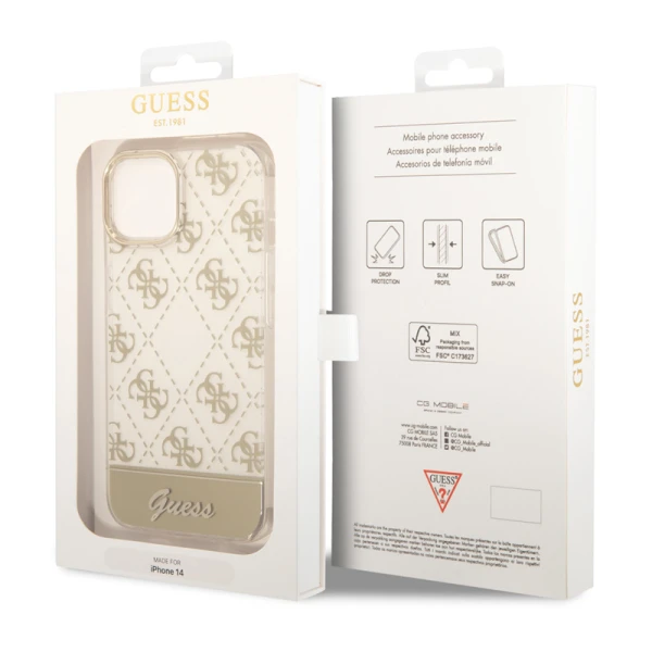 Torbica Guess Hc 4G Electro Script za iPhone 14 6.1 zlatna (GUHCP14SHG4MHG)