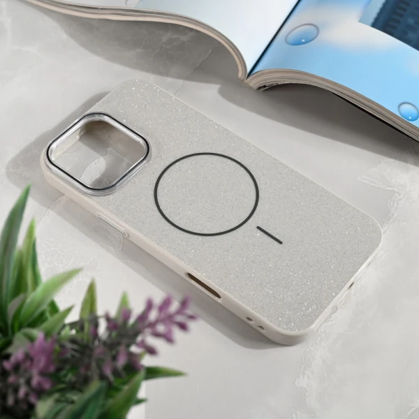Torbica Magsafe Sparkle Dust za iPhone 16 Pro Max 6.9 srebrna
