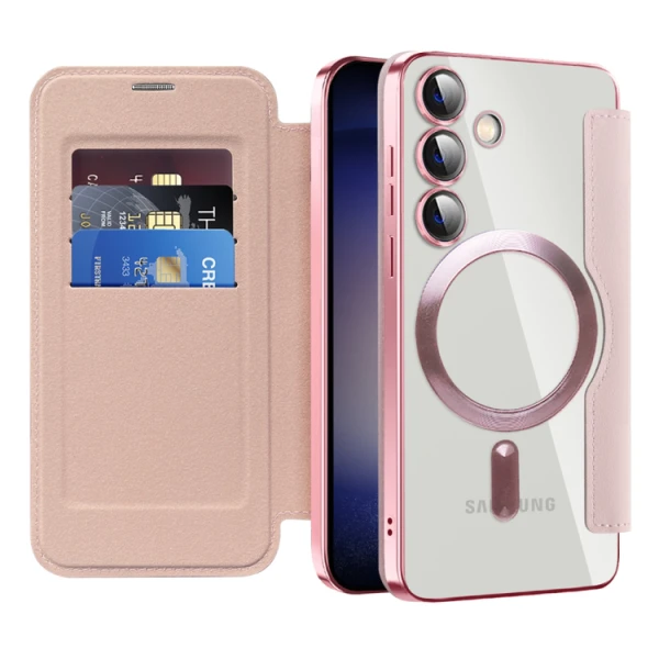 Torbica Magsafe Lux Bi Fold za Samsung S931B Galaxy S25 roze