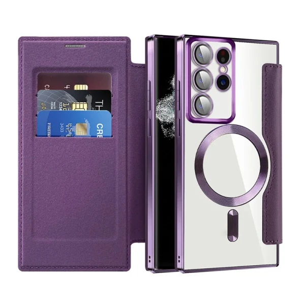 Torbica Magsafe Lux Bi Fold za Samsung S908B Galaxy S22 Ultra ljubicasta
