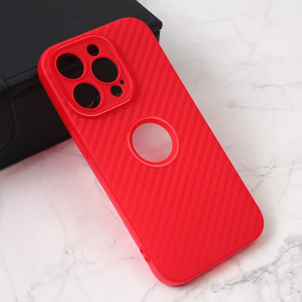 Torbica Carbon Stripe za iPhone 15 Pro 6.1 crvena