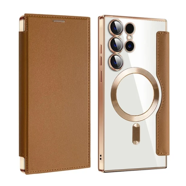 Torbica Magsafe Lux Bi Fold za Samsung S928B Galaxy S24 Ultra braon