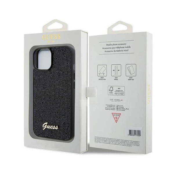 Torbica Guess Hc PU Disco Script Metal za iPhone 15 6.1 (GUHCP15SPMSDGSK)