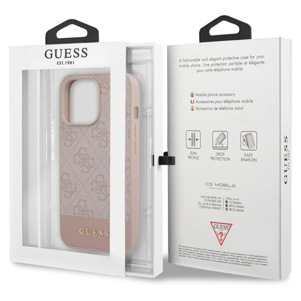 Torbica Guess Hc PC/TPU 4G Pu Bottom Stripe za iPhone 15 Pro 6.1 roze (GUHCP15LG4GLPI)