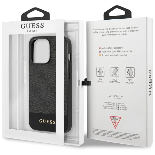 Torbica Guess Hc PC/TPU 4G Pu Bottom Stripe za iPhone 15 Pro 6.1 siva (GUHCP15LG4GLGR)