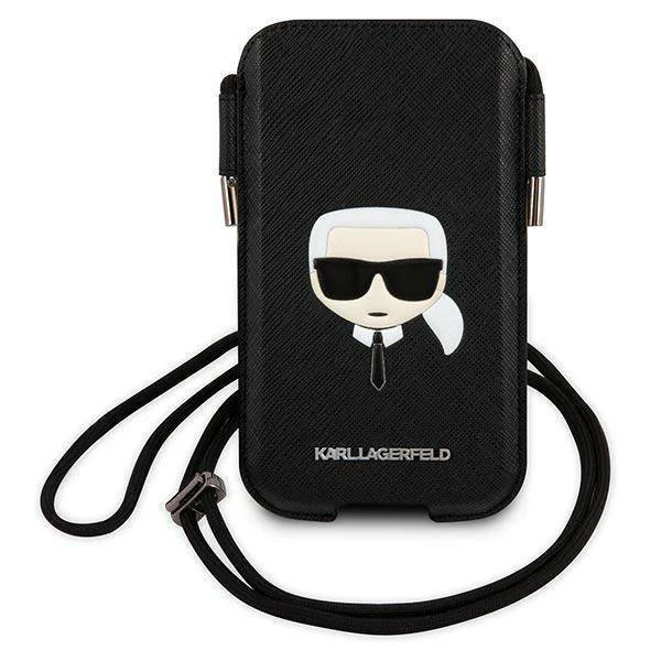 Torbica Karl Lagerfeld Pouch Pu Saffiano Karl Head Large za telefone do 6,7\'' crna ( KLHCP12LOPHKHK)