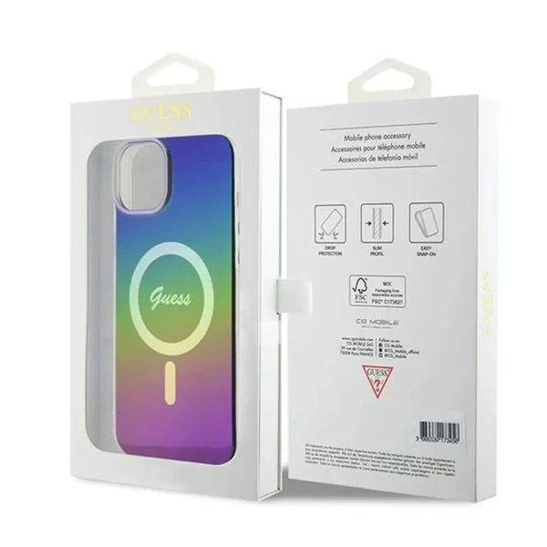 Torbica Guess Hc IML Magsafe Iridescent za iPhone 15 6.1 crna (GUHMP15SHITSK)