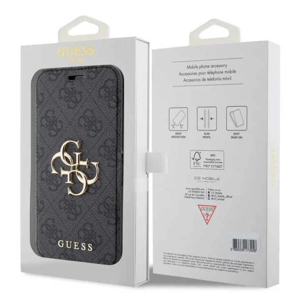 Torbica Guess Bk Pu leather 4G Metal Logo za iPhone 15 6.1 siva (GUBKP15S4GMGGR)
