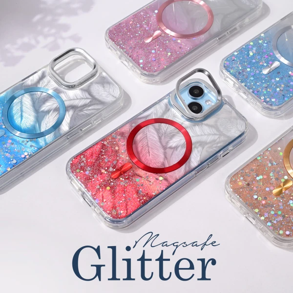 Torbica Magsafe Glitter za iPhone 13 Pro Max 6.7 crvena
