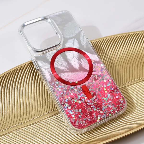 Torbica Magsafe Glitter za iPhone 13 Pro Max 6.7 crvena