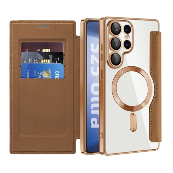 Torbica Magsafe Lux Bi Fold za Samsung S938B Galaxy S25 Ultra braon