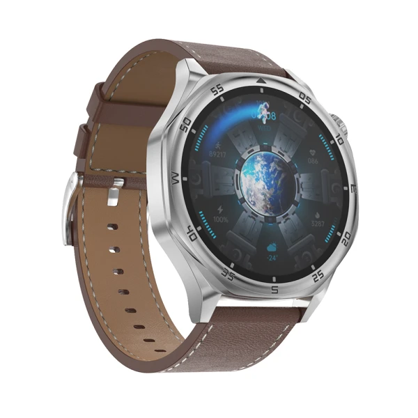 Smart watch dt5 sivi (plava silikonska i braon kozna narukvica)