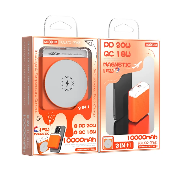 Power bank magsafe moxom mx-pb115 pd20w + qc18w 10000mah narandzasti