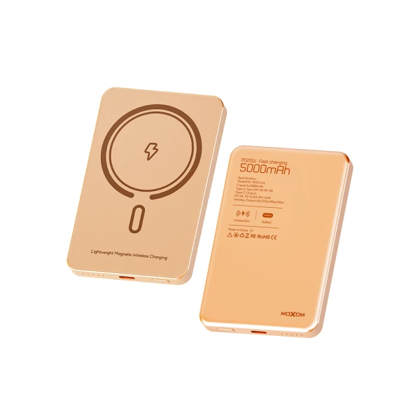 Power bank magsafe moxom mx-pb172 scp 22.5w + pd 20w 5000mah zlatni