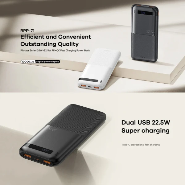 Power bank remax piloteer 20w pd+22.5w qc 10000mah rpp-71 beli