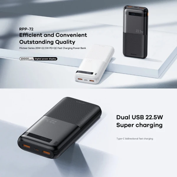 Power bank remax piloteer 20w pd+22.5w qc 20000mah rpp-72 beli