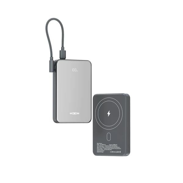 Power bank magsafe moxom mx-pb194 fast charge 22.5w + wireless 15w type c 10000mah srebrni