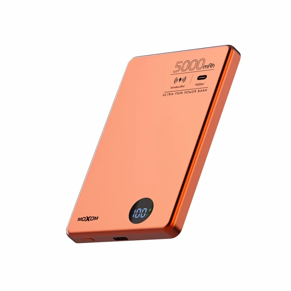 Power bank magsafe moxom mx-pb196 pd 20w + qc 22.5w + wireless 15w 5000mah narandzasti