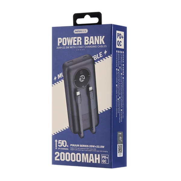 Power bank remax rpp-38 20w pd+22.5w qc 20000mah crni