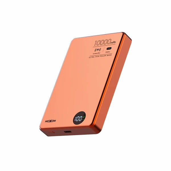 Power bank magsafe moxom mx-pb197 pd 20w + qc 22.5w + wireless 15w 10000mah narandzasti